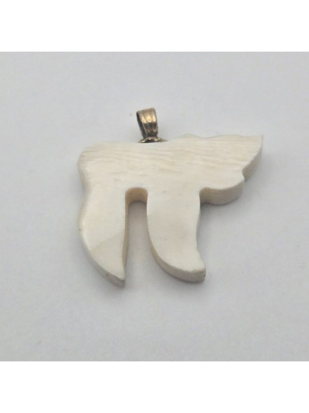 Vintage Chai Symbol Hebrew Pendant Bone 1" 14K Gold Bale